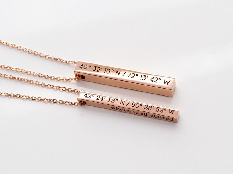 Name Necklace • Mother's Day Gift • Grandmother Gift • Custom Name Necklace • Bar Necklace • 4 Sided Bar • Custom Bar • Personalized Bar 4SE image 2