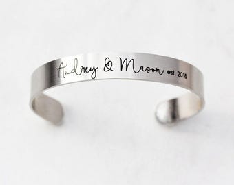 Engraved Bracelet • Personalized Bracelet • Engraved Cuff • Custom Engraving • Stacking Bracelet • Wedding Bracelet • Gift - Medium ECB