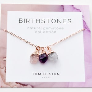 Birthstone Necklace Gemstone Necklace Gem Necklace Raw Birthstone Gift for Her Family Birthstones Mother Gift Gemstone GEM image 8