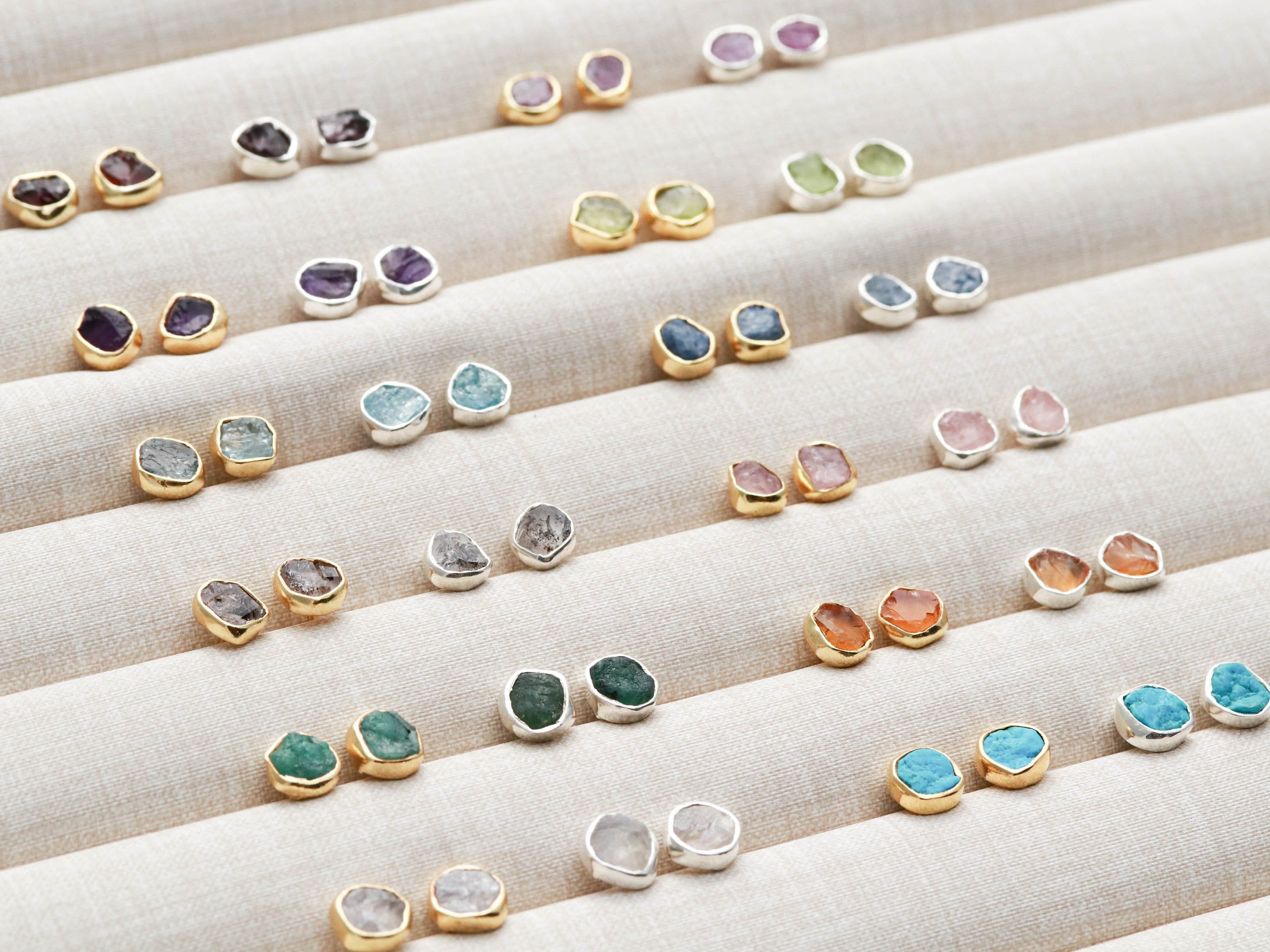 Gemstone Earrings Stud Etsy