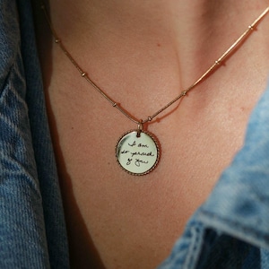 Handwriting Necklace - Actual Handwriting Jewelry Personalized Rope Necklace, Memorial Gift, Custom Signature Engraved Pendant, Rope ZUNO image 4