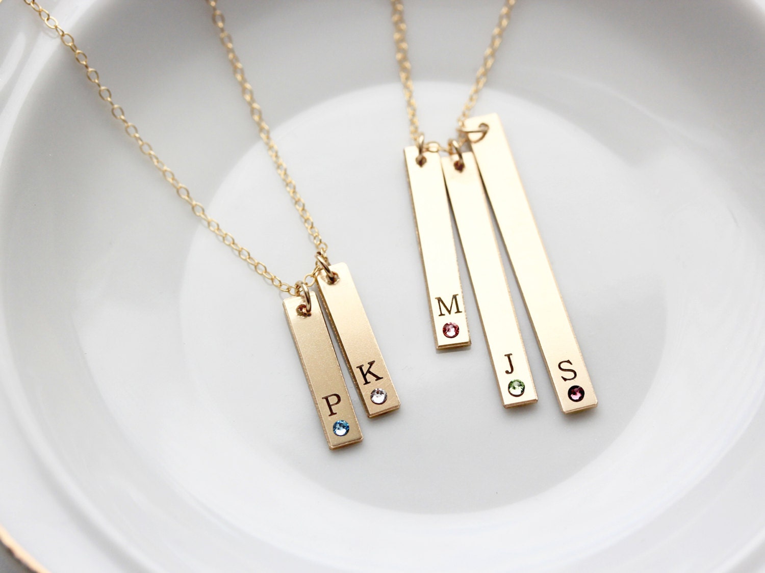 Engraved Birthstone Necklace Bar 