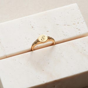 CZ Signet Ring - Name Ring, Personalized Ring, Initial Ring, Minimalist, Custom Zodiac, Birth Flower Ring, Statement, Signet Ring RNG