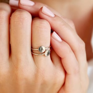 Personalized Ring • Circle Ring • Initial Ring • Stacking Ring • Engraved Ring • Personalized Gift • Dainty Ring • Stackable Ring • RNG
