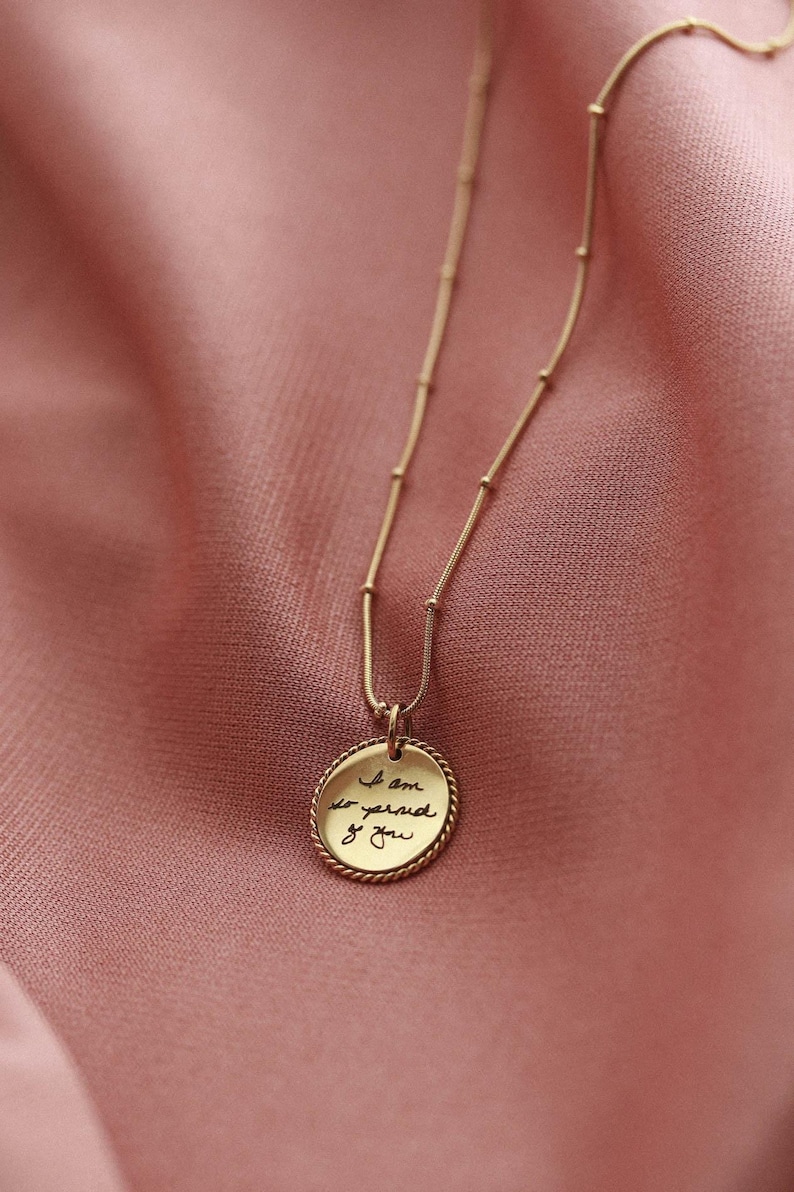Handwriting Necklace - Actual Handwriting Jewelry Personalized Rope Necklace, Memorial Gift, Custom Signature Engraved Pendant, Rope ZUNO image 3