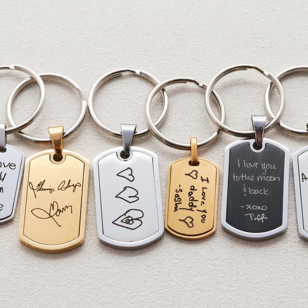 Handwriting Keychain - Signature Keychain Custom Handwriting Keychain, Personalized Keychain Gift, Memorial Keychain, Engraved Keychain ZUNO