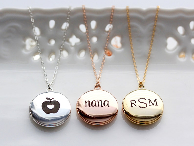 Personalized Locket Necklace Silver Locket Photo Locket Etsy