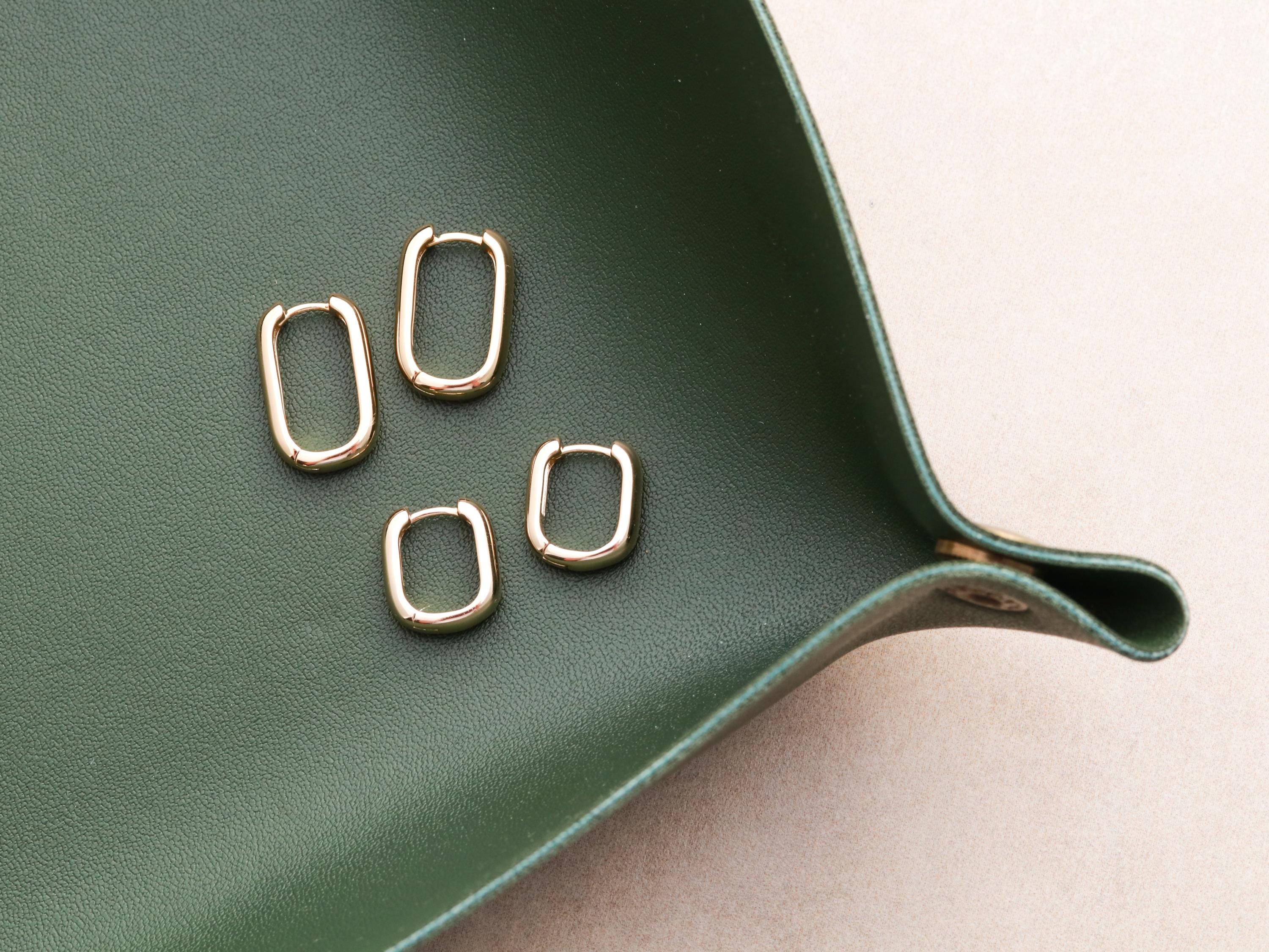 Rectangular Hoops Chunky Rectangular Hoops - Rectangle Earrings, Hypoallergenic, Anti ...