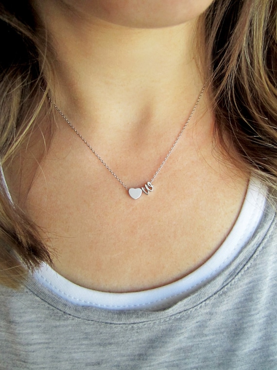Initial Necklace Double Charm Gold Silver Rose Tiny - Rose Gold Tiny Pendant Necklace Initial Necklace Double Charm Gold Silver Rose Tiny - Rose Gold Tiny Pendant Necklace
