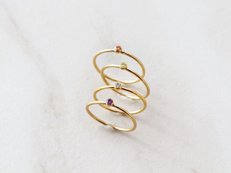 Birthstone Stacking Ring Dainty Birthstone Ring Birthstone Ring Family Jewelry Stacking Ring Minimalist Ring Stackable Ring RNG image 4