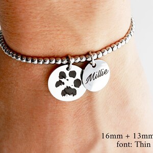Paw Print Bracelet • Pet Memorial • Paw Print Jewelry • Engraved Paw Print • Dog Mom Bracelet • Cat Paw Print • Custom Bracelet • Paw HND image 3