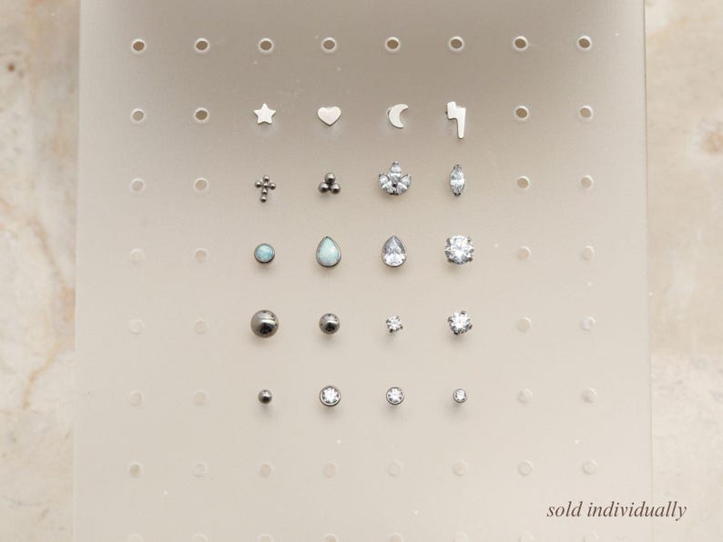 Tiny Moon Flat Back Stud Titanium Earrings, Threadless Push Pin, Flat Back Stud, Hypoallergenic, Medical Grade, Piercing Nap Earrings FEXI image 8