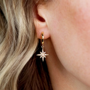 Starburst Huggie Earrings • Opal Earrings • Starburst Earrings • Bridesmaid Earrings Gift • Minimalist Earrings • Bridal Jewelry Star ERG