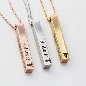 Medical ID Necklace • Medical ID • Medical Alert • Alert Necklace • Allergy Necklace • Diabetic Necklace • Prescription Necklace Medical 4SE image 2