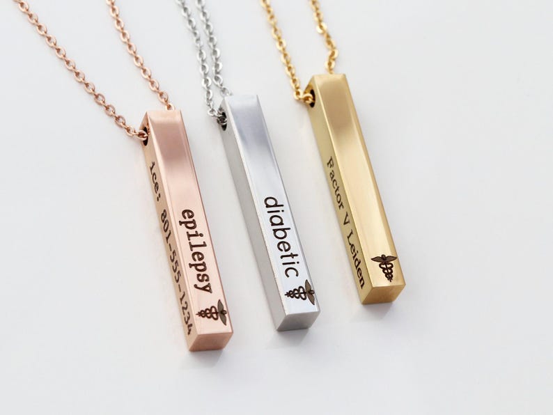 Medical ID Necklace • Medical ID • Medical Alert • Alert Necklace • Allergy Necklace • Diabetic Necklace • Prescription Necklace Medical 4SE image 2
