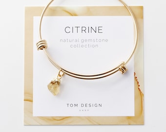 Citrine Bracelet • Citrine Bangle Bracelet • Natural Citrine • November Birthday Gift • Gift for Her • Bridesmaid Gift • Gem Bracelet, GEM
