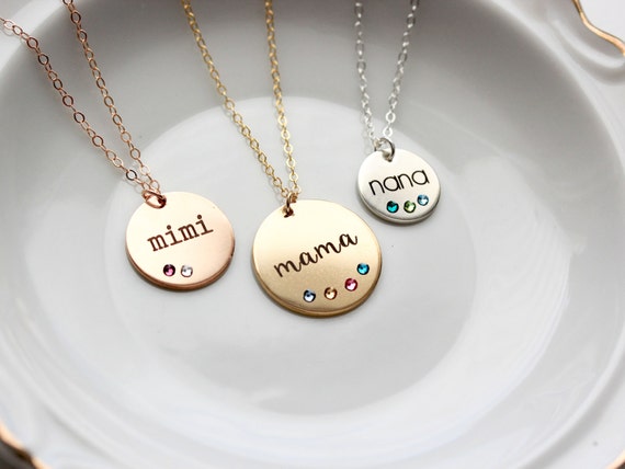 engraved mom birthstone necklace