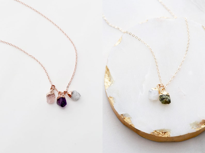 Birthstone Necklace Gemstone Necklace Gem Necklace Raw Birthstone Gift for Her Family Birthstones Mother Gift Gemstone GEM image 4