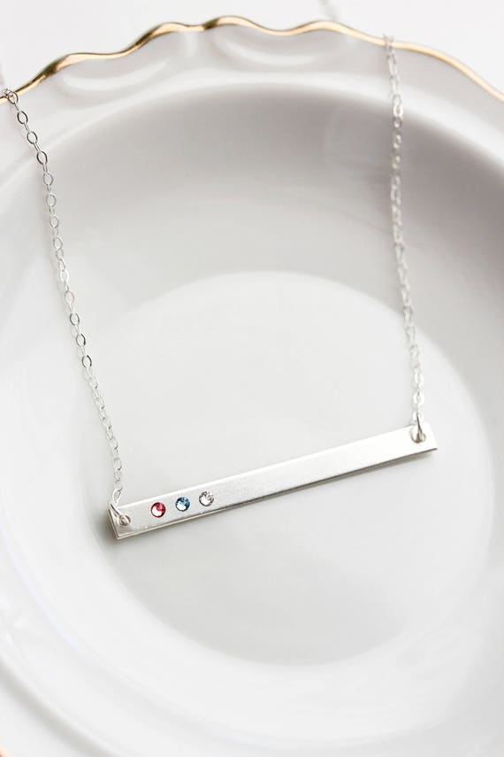 Birthstone Necklace / Gold Bar Necklace 