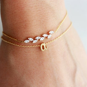 Crystal Bracelet Set •  Initial Bracelet • Crystal Bracelet • Layering Bracelet • Delicate Bracelet • Layered Bracelet • Bridesmaid BGS2