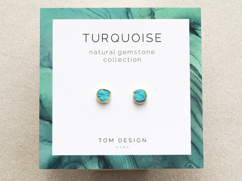 Turquoise Stud Earrings Turquoise Post Earrings December Etsy