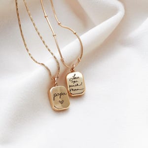Collar con colgante de escritura a mano - Joyería con escritura a mano real, colgante de oro personalizado, collar con firma personalizada, regalo conmemorativo, octogonal ZUNO imagen 12