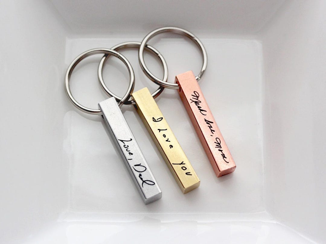 Engraved Keychain • Signature Keychain • Handwritten Keychain ...
