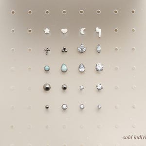 Ball Flat Back Stud Titanium Earrings, Threadless Push Pin Earrings, Medical Grade, Dainty Piercing, Hypoallergenic, Nap Earrings Stud FEXI image 8