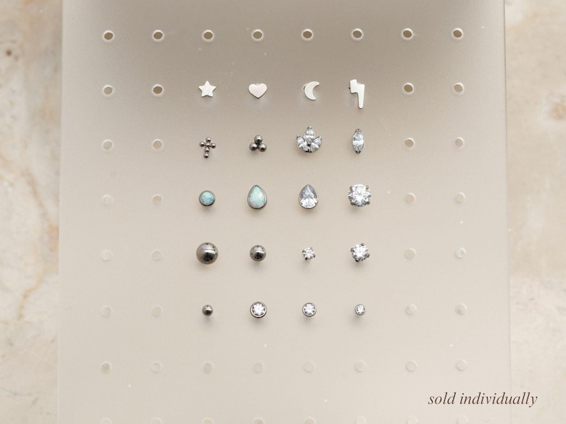 Ball Flat Back Stud Titanium Earrings, Threadless Push Pin Earrings, Medical Grade, Dainty Piercing, Hypoallergenic, Nap Earrings Stud FEXI image 8