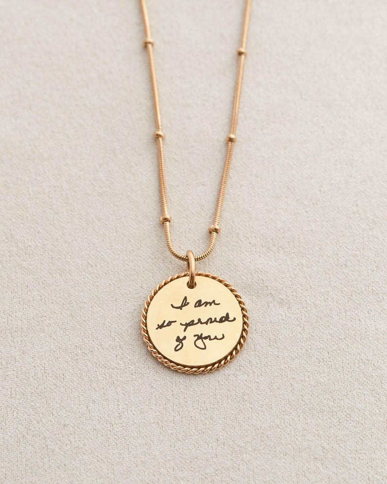 Handwriting Necklace - Actual Handwriting Jewelry Personalized Rope Necklace, Memorial Gift, Custom Signature Engraved Pendant, Rope ZUNO image 9