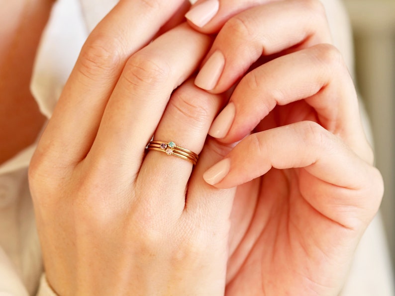 Birthstone Stacking Ring Dainty Birthstone Ring Birthstone Ring Family Jewelry Stacking Ring Minimalist Ring Stackable Ring RNG image 7