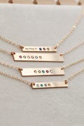 Personalized Birthstone Bar Necklace for Mom – Custom Family Jewelry Gift,Name Engraved Keepsake Custom Bar Jewelry, Kids Birthstones TBR1 *