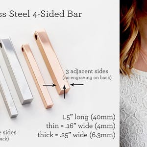 Name Necklace • Mother's Day Gift • Grandmother Gift • Custom Name Necklace • Bar Necklace • 4 Sided Bar • Custom Bar • Personalized Bar 4SE image 6