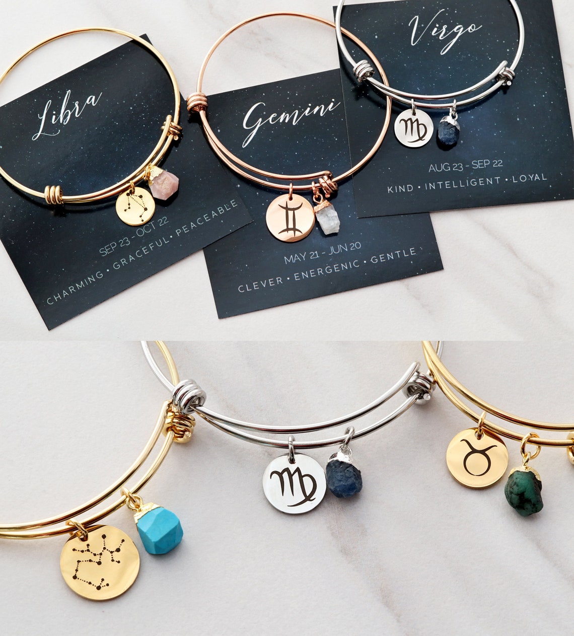 Zodiac Gemstone Bracelet / Astrology Bracelet / Gemstone Gift Etsy