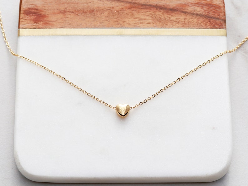 Heart Necklace Tiny Heart Charm Necklace Gift for Her Dainty Necklace Layering Necklace Heart Jewelry Minimalist Necklace CHMS image 1