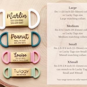 Silicone Pet Tag - Slide on Pet Collar Quiet Dog ID Tag Custom Silent Engraved Dog or Cat Tag Silicone Engraved Pet ID Tag Collar Slide dt image 2