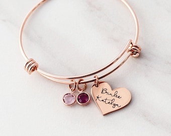 Birthstone Charm Bracelet • Birthstone Bangle • Family Birthstones • Names Bracelet • Mama Bracelet • Grandma Bracelet • Personalized 19 SLD