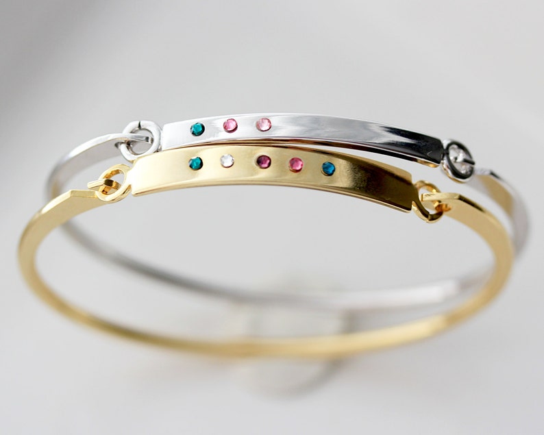 Birthstone Bangle Bracelet Personalized Birthstone Bangle - Etsy