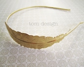 Flight - Golden Shiney Brass Feather Headband, Bride, Bridesmaid, Wedding, Gold, Chevron