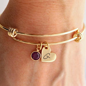 Letter Bracelet / Birthstone Bracelet / Initial Bracelet / Bridesmaid Gift / Dainty Bracelet / Bangle Bracelet / Personalized Gift 13 SLD