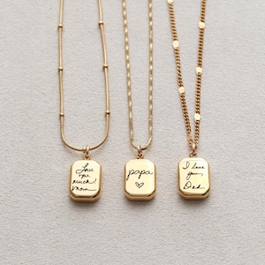 Collar con colgante de escritura a mano - Joyería con escritura a mano real, colgante de oro personalizado, collar con firma personalizada, regalo conmemorativo, octogonal ZUNO imagen 3