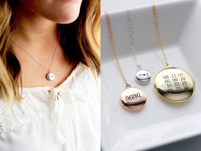 MINI MXE Engraved Locket Personalized Locket Gold Locket Silver Locket Custom Necklace Locket Necklace Locket Gift For Her