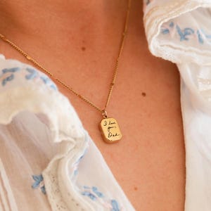 Collar con colgante de escritura a mano - Joyería con escritura a mano real, colgante de oro personalizado, collar con firma personalizada, regalo conmemorativo, octogonal ZUNO imagen 2