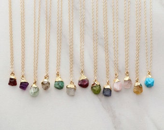 Raw Gemstone Necklace • Gem Necklace • Raw Birthstone Gem • Birthstone Necklace • Gift for Her • Birthday Gift • Birthstone • Gemstone GM1