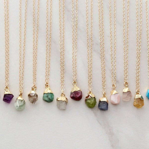 Raw Gemstone Necklace • Gem Necklace • Raw Birthstone Gem • Birthstone Necklace • Gift for Her • Birthday Gift • Birthstone • Gemstone GM1