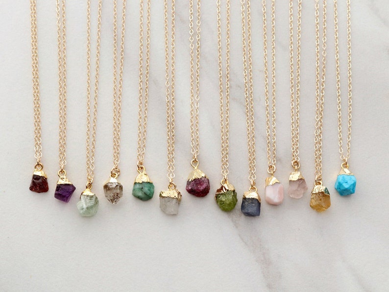 Raw Gemstone Necklace • Gem Necklace • Raw Birthstone Gem • Birthstone Necklace • Gift for Her • Birthday Gift • Birthstone • Gemstone GEM 