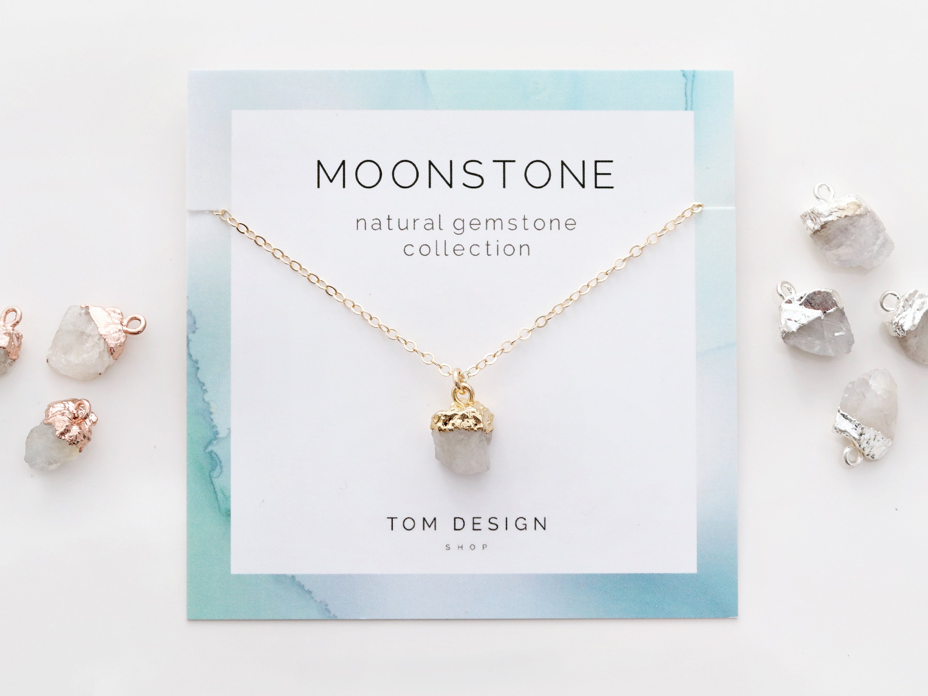 Moonstone Necklace / Natural Moonstone Gemstone Necklace / June Birthstone / June Birthday Gift / Gift for Her / Birthday Gift Gem Gift Gem