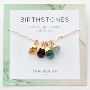 Birthstone Necklace Gemstone Necklace Gem Necklace Raw Birthstone Gift for Her Family Birthstones Mother Gift Gemstone GEM image 1