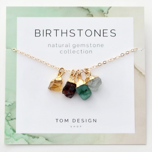 Birthstone Necklace • Gemstone Necklace • Gem Necklace • Raw Birthstone • Gift for Her • Family Birthstones • Mother Gift • Gemstone GEM