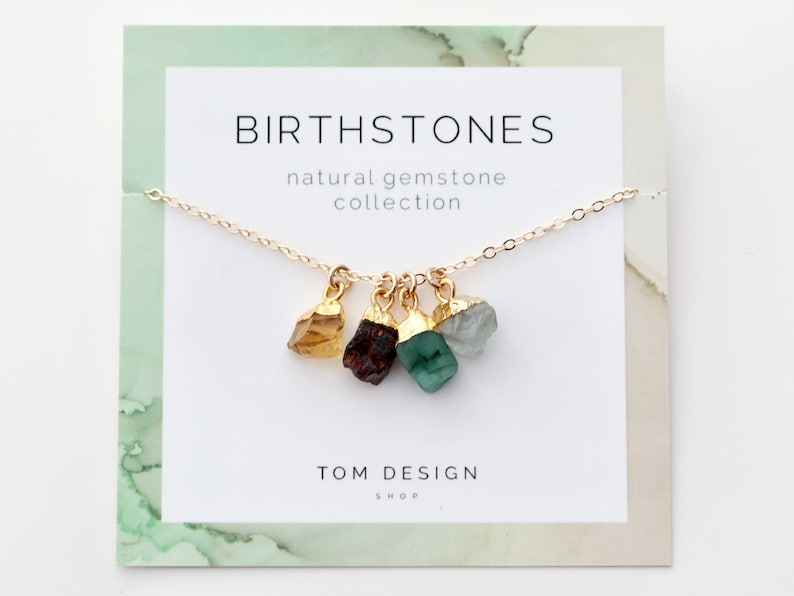Birthstone Necklace • Gemstone Necklace • Gem Necklace • Raw Birthstone • Gift for Her • Family Birthstones • Mother Gift • Gemstone GEM 